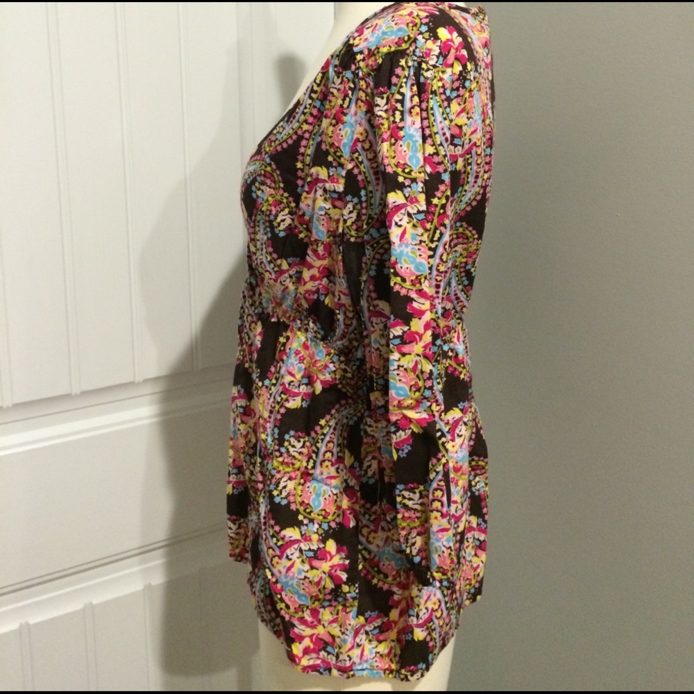 Patterned V-neck Old Navy Blouse M 100% cotton - Picture 4 of 5